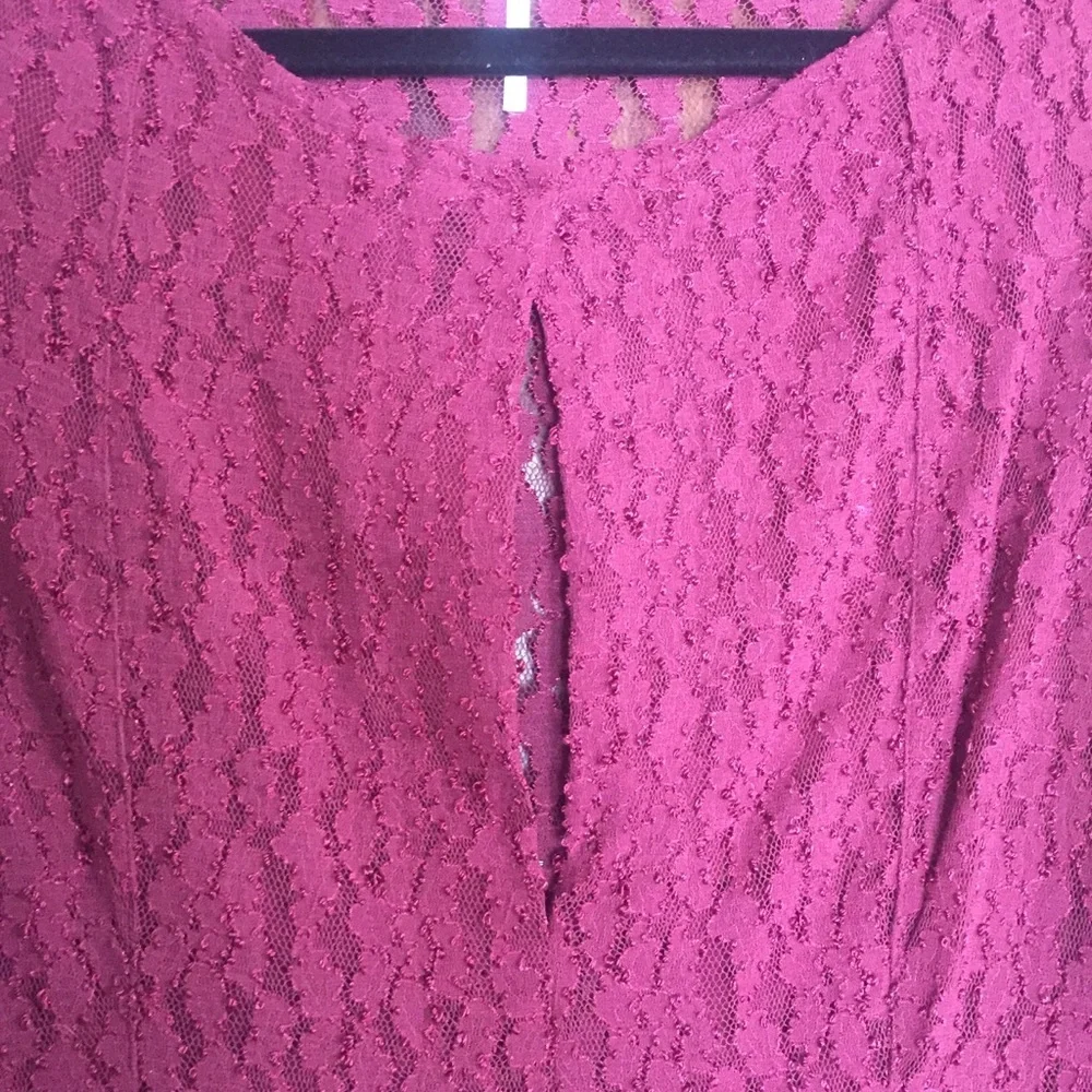 NWOT Free People maroon lace long sleeve dress!